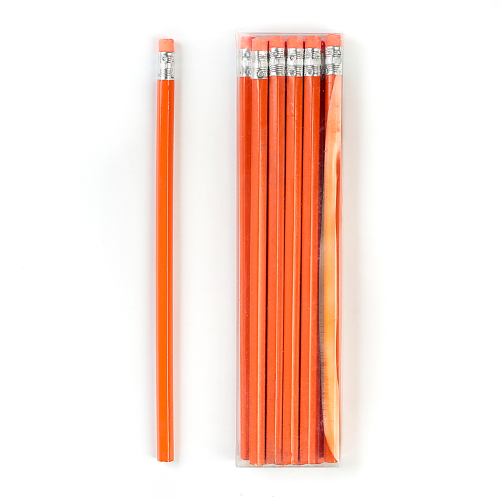 Карандаш ч/г с ластиком НВ корпус шестигранный оранжевый