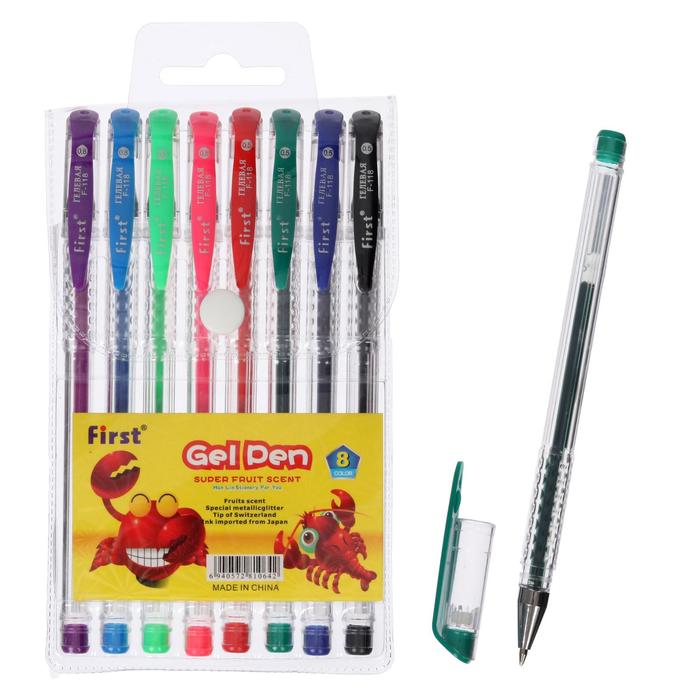 Набор гелевых ручек 08цв флуор в блистере на кнопке