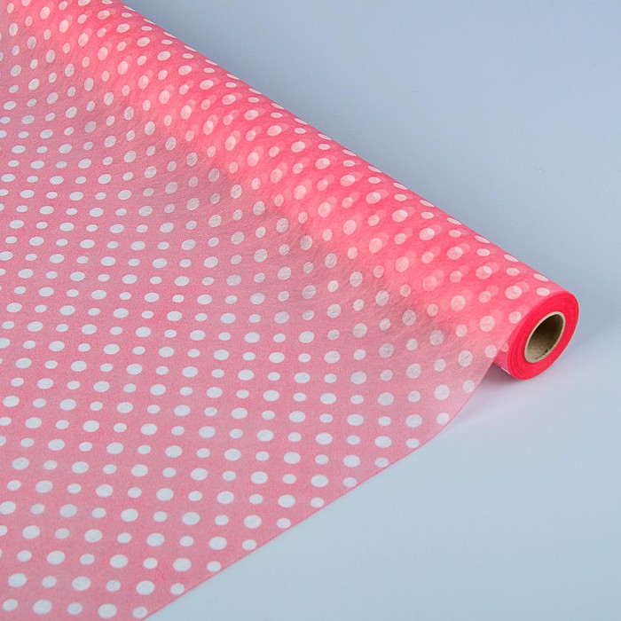 Фетр с рисунком "Горошек", розовый, 0,5 х 15 м