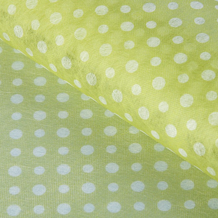Фетр с рисунком "Горошек" салатовый, 0,5 х 15 м
