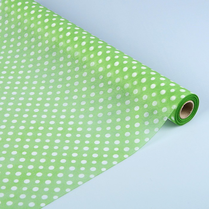 Фетр с рисунком "Горошек" зеленый, 0,5 х 15 м
