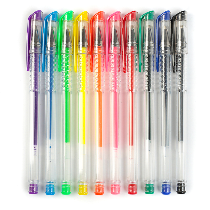 Набор гелевых ручек 10цв. металлик, с блестками