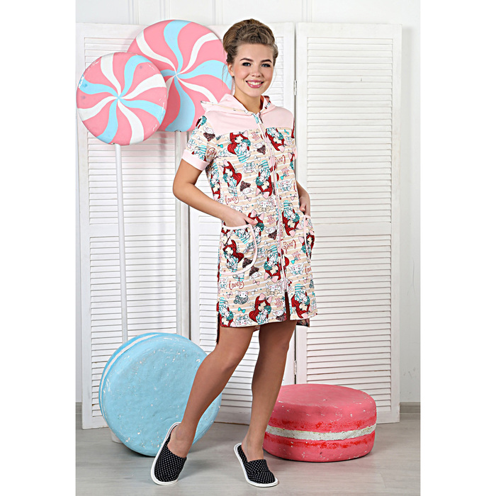 Халат женский на молнии Куколка цвет розовый, р-р 48