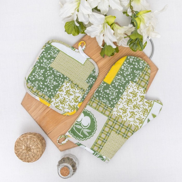 Набор для кухни Радушная хозяйка 2 шт(рукавичка, прихватка) "Греция", бязь 125г/м, хл100%