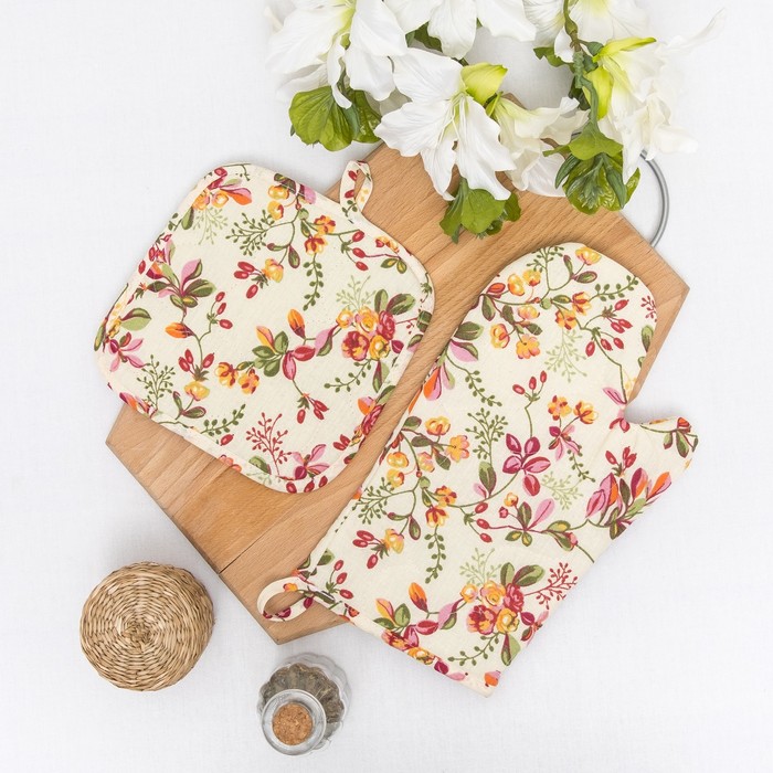 Набор Радушная хозяйка 2 шт(рукавичка, прихватка) "Барбарис",бязь 125г/м, хл100%