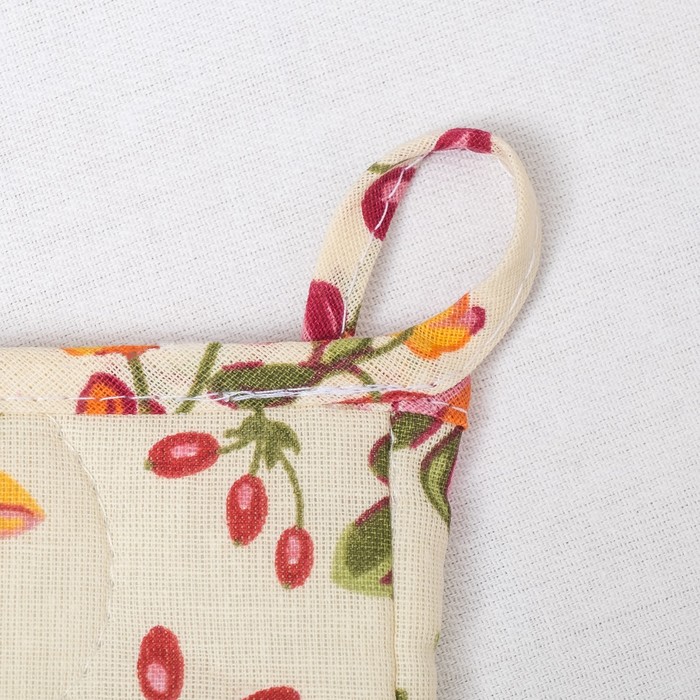 Набор «Радушная хозяйка: Барбарис»: 4 вафельных полотенца (165 г/м²), 2 прихватки, рукавичка, ваза, бязь, 125 г/м²