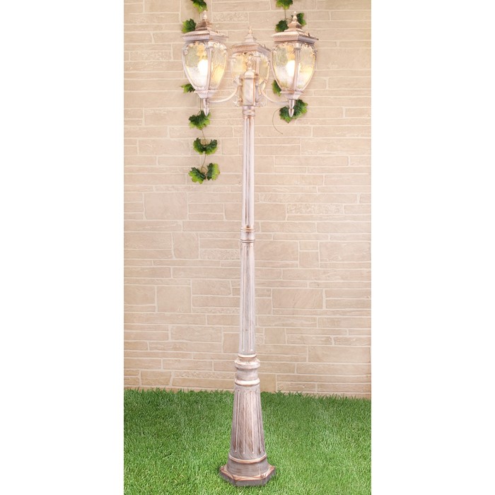 Светильник Elektrostandard, 3x60Вт, E27, IP44, на столбе,h=2400мм, Andromeda F/3 бел. золото
