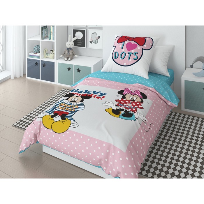 КПБ Minnie горошек, 1,5 сп, размер 148х215 см, 148х210 см, 70х70 см, ранфорс
