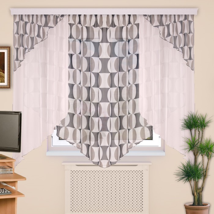 Шторы кухонные "Секрет", размер 150х180 см-2 шт., 160х280 см-1 шт., цвет 207