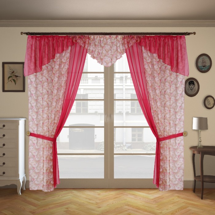 Шторы "Экстра", 215х250 см-2 шт., ламбрекен 70х550 см, подхваты-2 шт., цвет 206