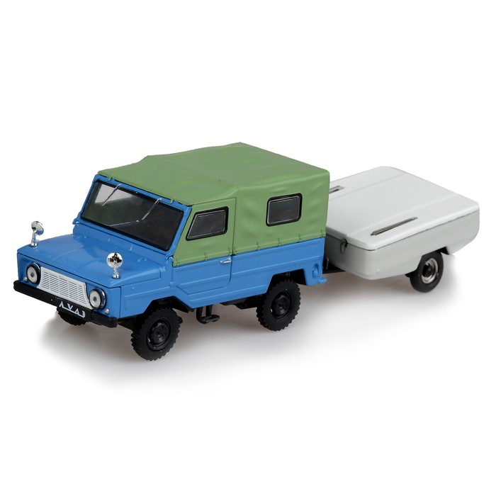 Машинка "ЛуАЗ-969М", залёно-голубой, с прицепом Скиф-М, масштаб 1:43