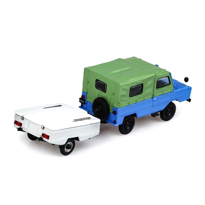 Машинка "ЛуАЗ-969М", залёно-голубой, с прицепом Скиф-М, масштаб 1:43