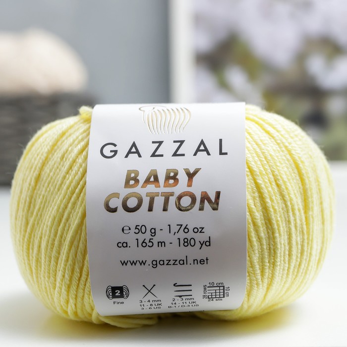 Пряжа "Baby Cotton" 60% хлопок, 40% полиакрил 165м/50гр (3413 молочный)