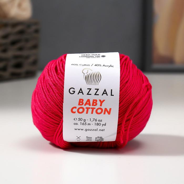 Пряжа "Baby Cotton" 60% хлопок, 40% полиакрил 165м/50гр (3415 розовый)