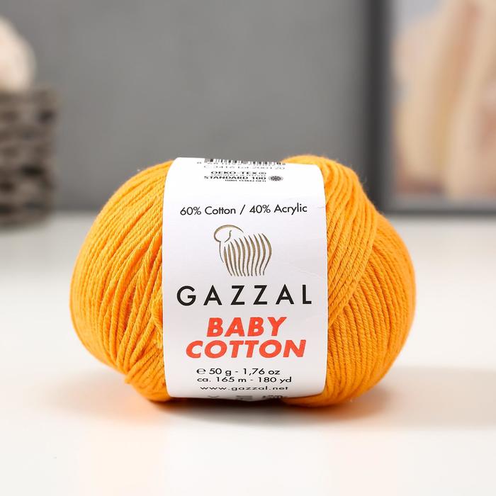 Пряжа "Baby Cotton" 60% хлопок, 40% полиакрил 165м/50гр (3416 оранжев.)