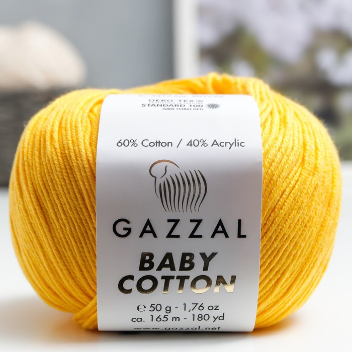 

Пряжа "Baby Cotton" 60% хлопок, 40% полиакрил 165м/50гр (3417 жёлтый)