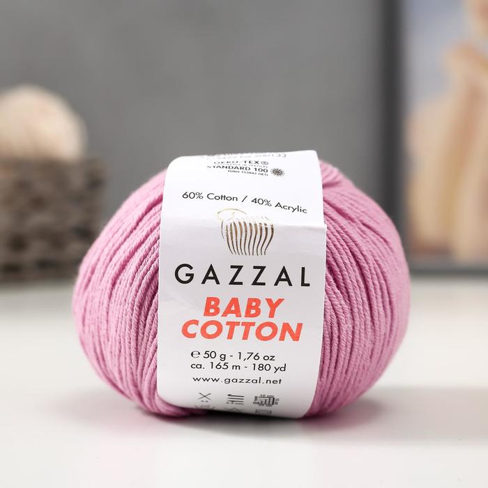 

Пряжа "Baby Cotton" 60% хлопок, 40% полиакрил 165м/50гр (3422 розовый)