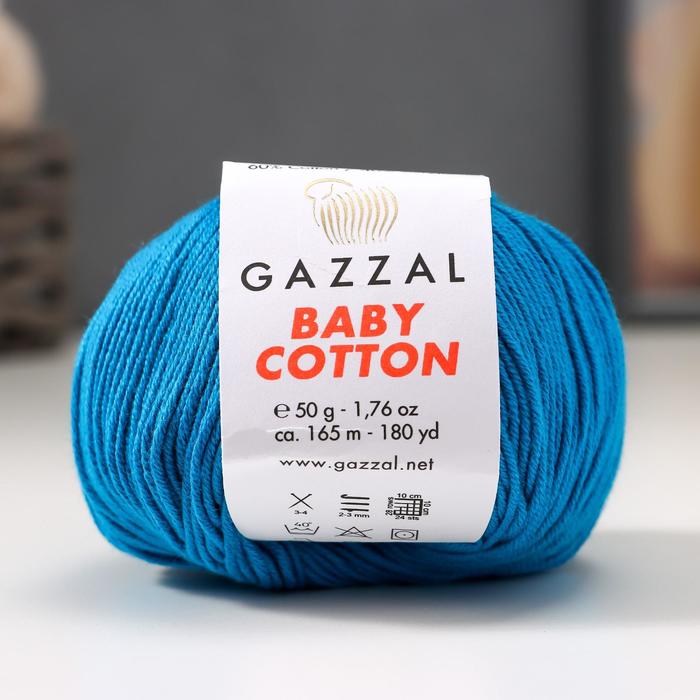 Пряжа "Baby Cotton" 60% хлопок, 40% полиакрил 165м/50гр (3428 синий)