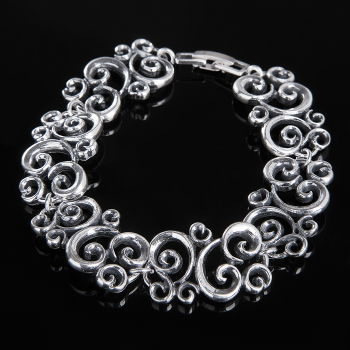 Браслет "Огюст", цвет чернёного серебра