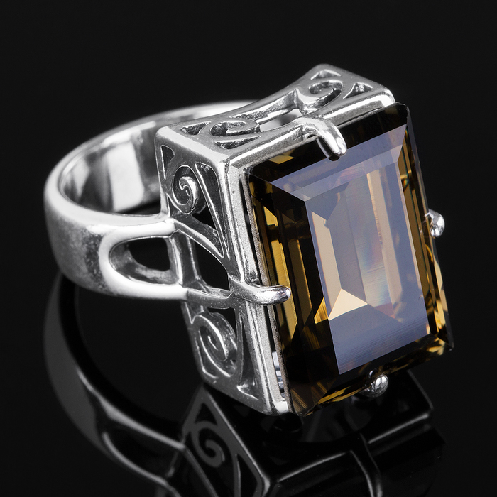 Кольцо "Эпатаж", размер 17, цвет серый в чернёном серебре