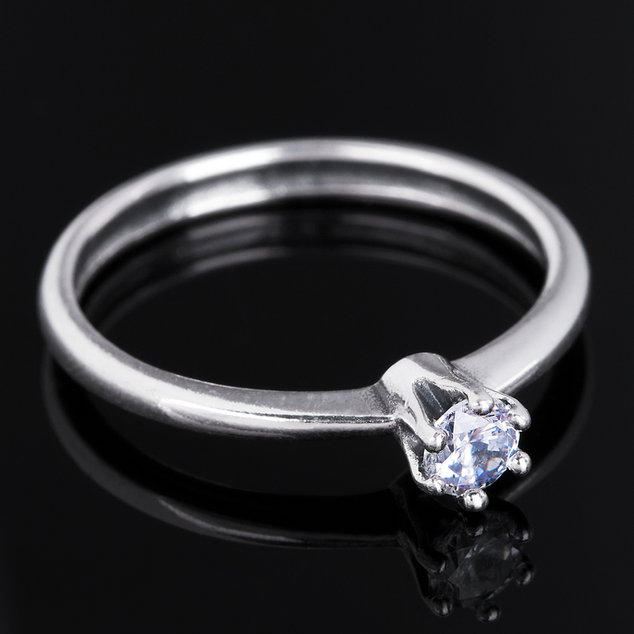 Кольцо "Шолемо", размер 18, цвет белый в чернёном серебре