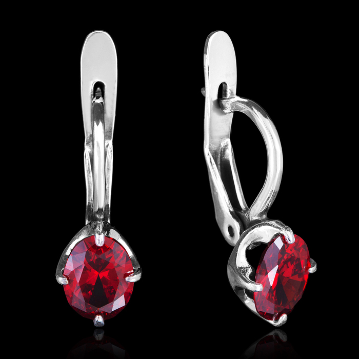 Серьги "Берлета", цвет розовый в чернёном серебре