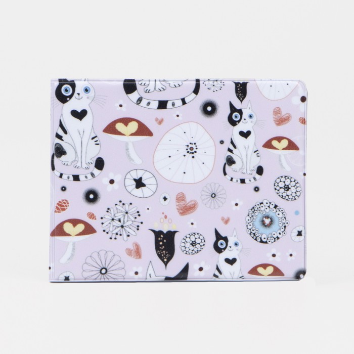 Обложка для студенческого билета «Коты на розовом»