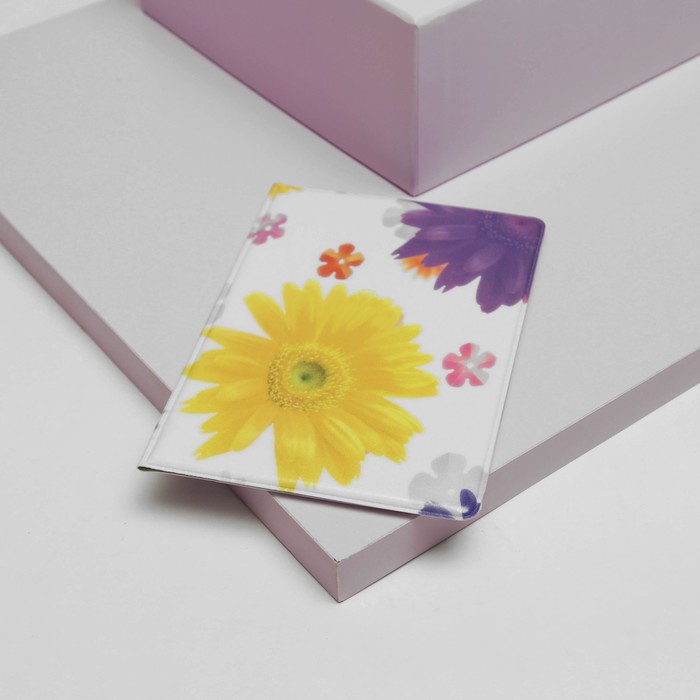 Обложка для паспорта, с нанесенным рисунком "Астры"