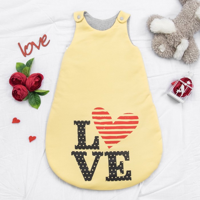 Конверт-спальник Крошка Я "Love ", рост 50-80 см, р-р 20-24, 0-6 мес., жёлтый
