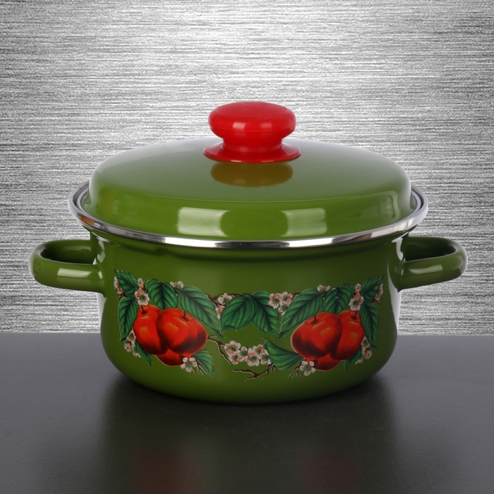 Кастрюля цилиндрическая 2 л "Яблоко зелёное"