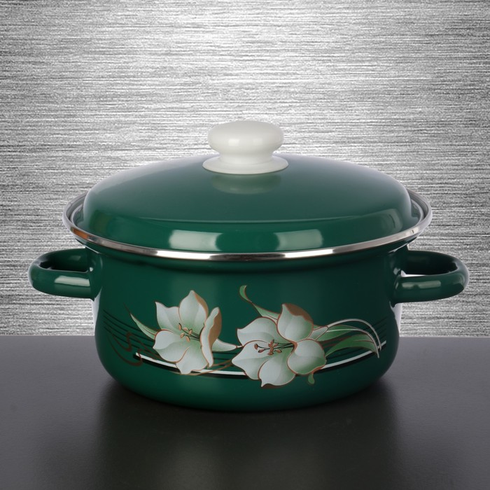 Кастрюля цилиндрическая 3 л "Бирюзовая лилия"