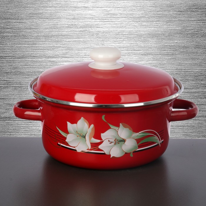 Кастрюля цилиндрическая 3 л "Темно-красная"