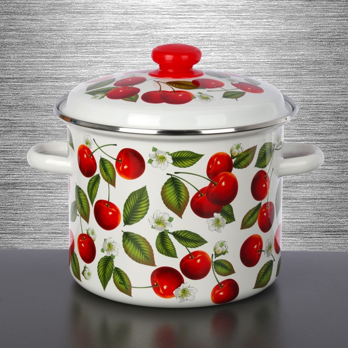 Кастрюля цилиндрическая 5,5 л "Черешня"