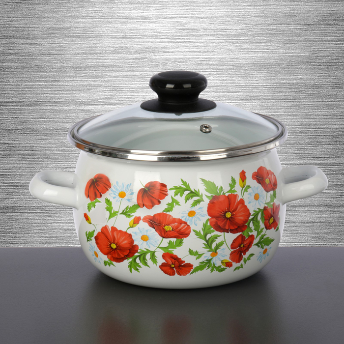 Кастрюля сферическая 2,5 л "Маковое поле"