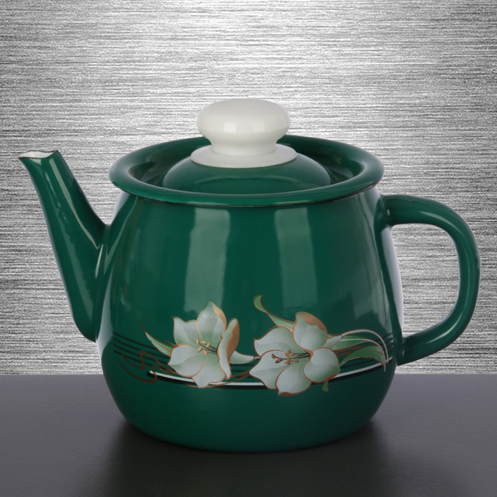 Чайник 1 л "Бирюзовая лилия", фиксированная ручка