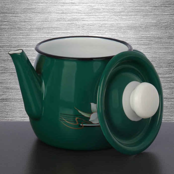 Чайник 1 л "Бирюзовая лилия", фиксированная ручка