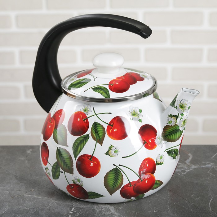 Чайник 2,5 л "Черешня", с крышкой, фиксированная ручка