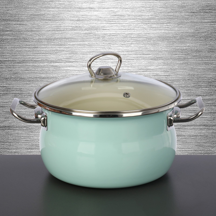 Набор кастрюль "Бирюзовый", 3 шт: 1,5 л, 2,5 л, 3,5 л, стеклянные крышки