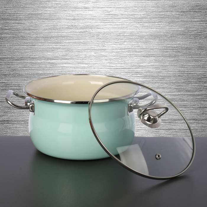 Набор кастрюль "Бирюзовый", 3 шт: 1,5 л, 2,5 л, 3,5 л, стеклянные крышки