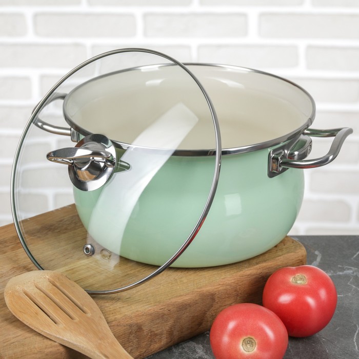 Набор кастрюль "Мятная прохлада", 3 шт: 1,5 л, 2,5 л, 3,5 л, стеклянные крышки