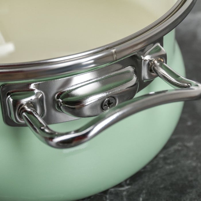 Набор кастрюль "Мятная прохлада", 3 шт: 1,5 л, 2,5 л, 3,5 л, стеклянные крышки