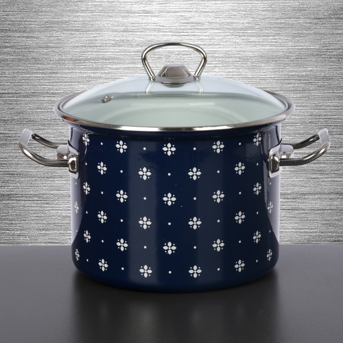 Набор кастрюль "Саксония", 3 шт: 2 л, 3 л, 5,5 л, стеклянные крышки, рисунок МИКС