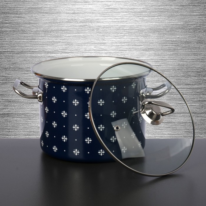 Набор кастрюль "Саксония", 3 шт: 2 л, 3 л, 5,5 л, стеклянные крышки, рисунок МИКС