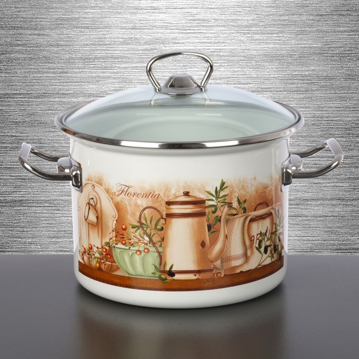 Набор кастрюль "Флоренция", 3 шт: 2 л, 3 л, 5,5 л, стеклянные крышки
