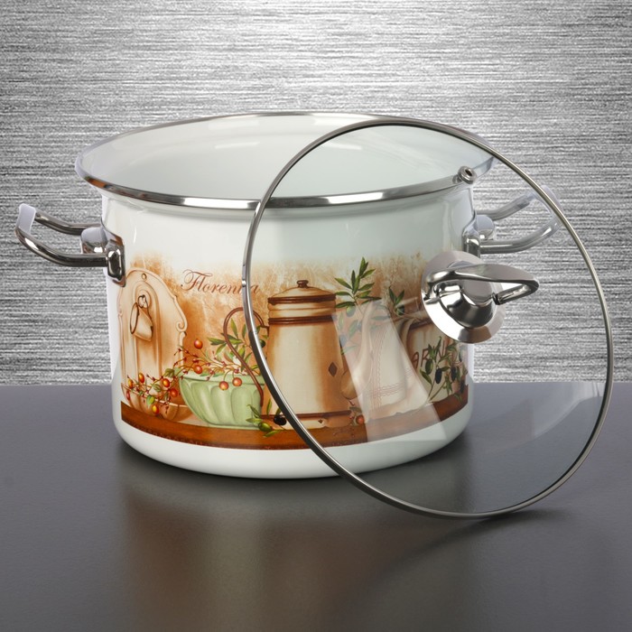 Набор кастрюль "Флоренция", 3 шт: 2 л, 3 л, 5,5 л, стеклянные крышки