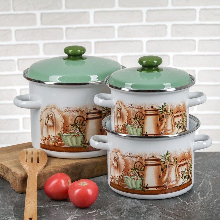 Набор кастрюль "Флоренция", 3 шт: 2 л, 3,5 л, 5,5 л