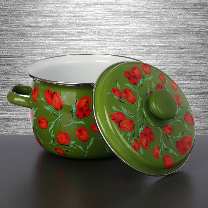 Набор кастрюль сферических "Фан-фан тюльпан", 3 шт: 2 л, 3,5 л, 5 л, нержавеющая окантовка