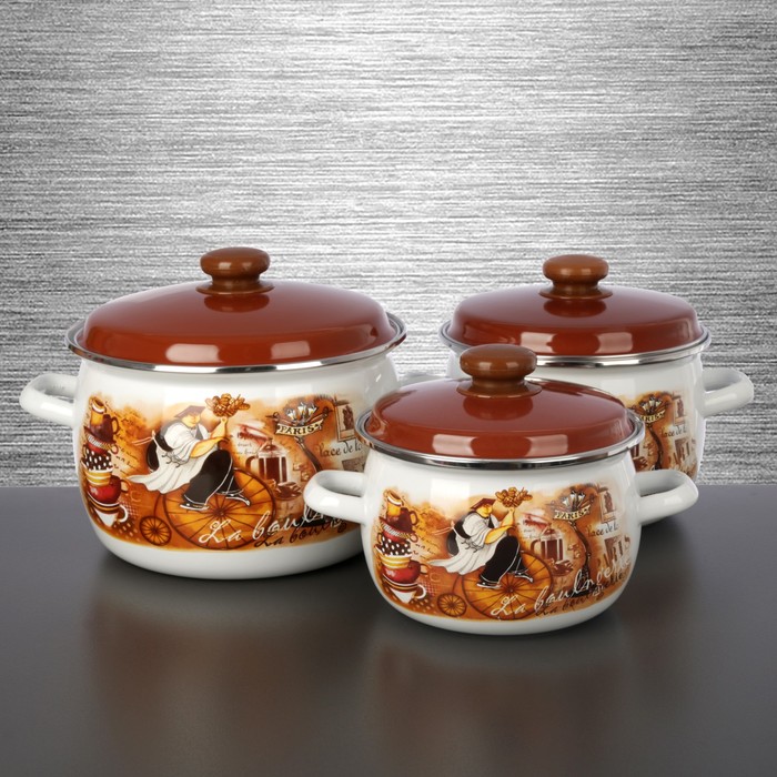 Набор кастрюль сферических "Франсуаз", 3 шт: 2,5 л, 3,5 л, 5 л