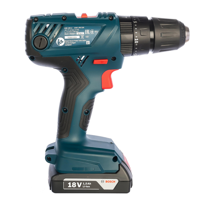 Аккумуляторная ударная дрель-шуруповерт Bosch GSB 180-Li (0.601.9F8.320), 18В, 2х1.5Ач