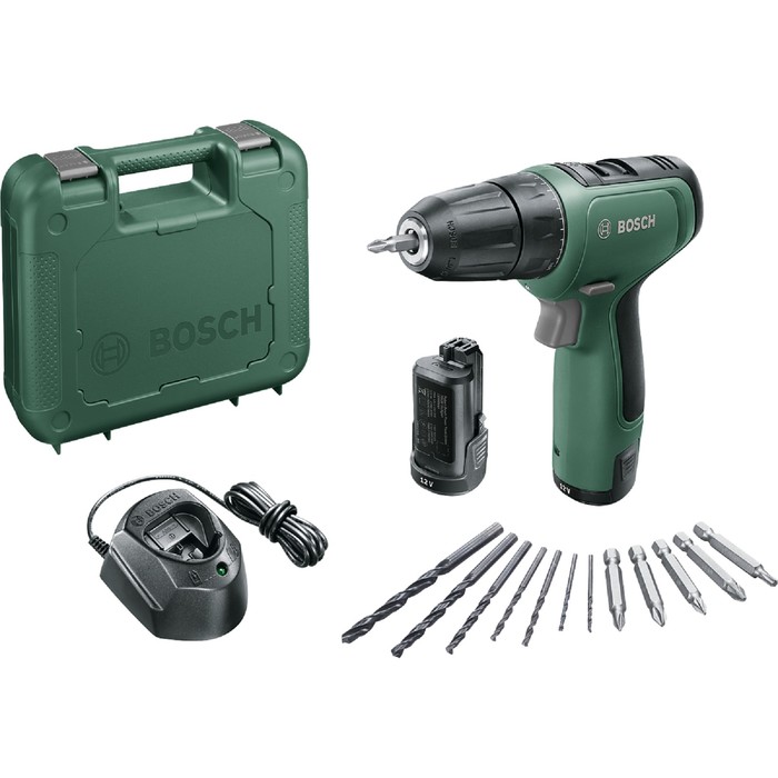 Аккумуляторная дрель-шуруповерт Bosch EasyDrill 1200 (06039A210B), 12В, 2х1.5Ач, БЗП 10мм